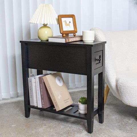 Amazon.com: Lusuowlz Narrow End Table, Black Side Table With Drawer ... for Black Side Table